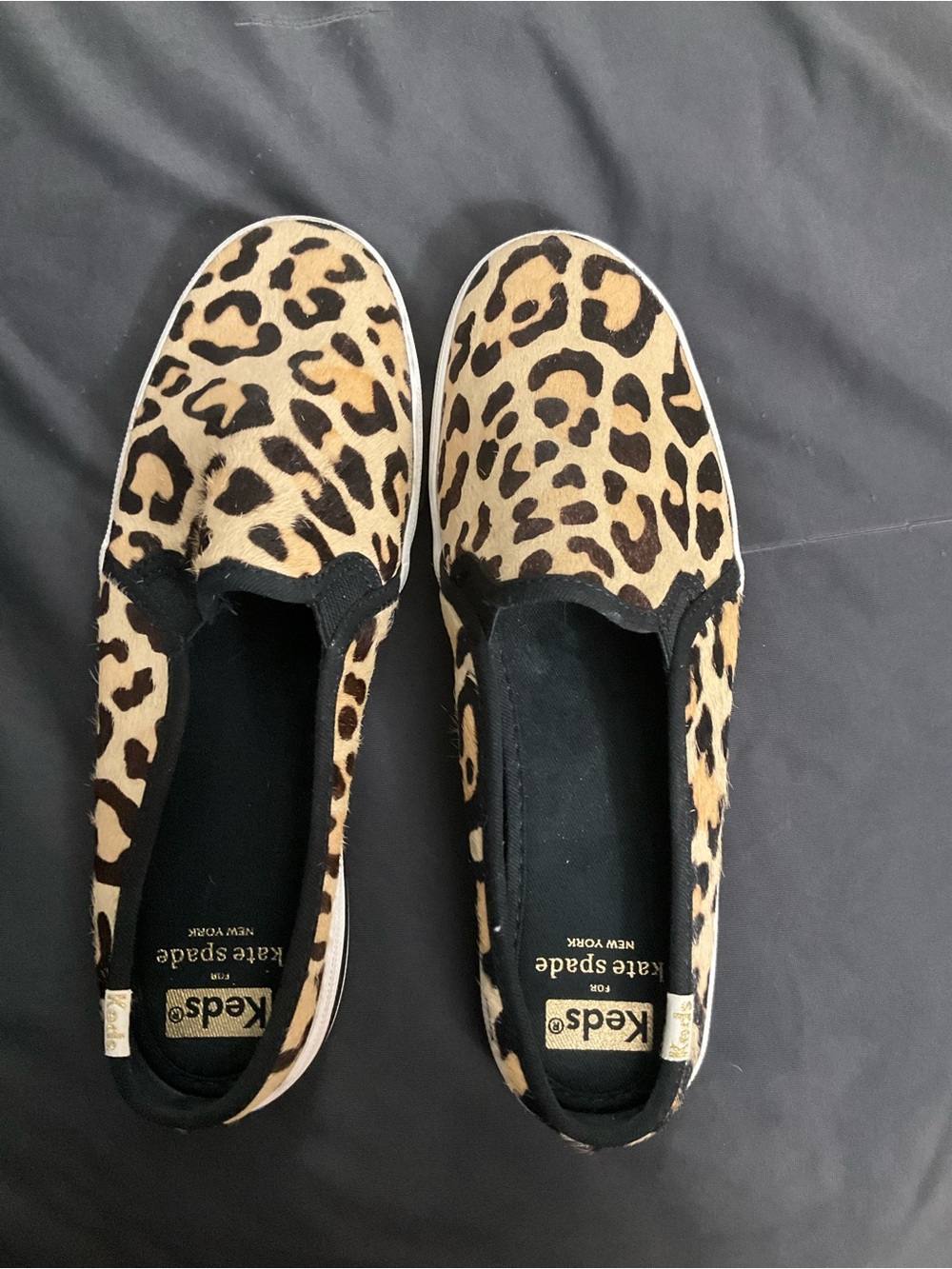 Keds Leopard Print Slip-On Sneakers - Tan/Black